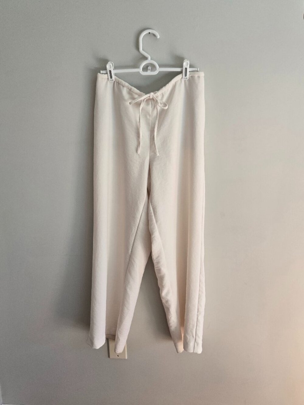 White Wide Leg Drawstring Pants Size M